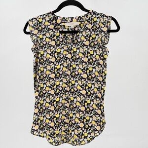 LOFT Floral Blouse - Black, Yellow, Pink